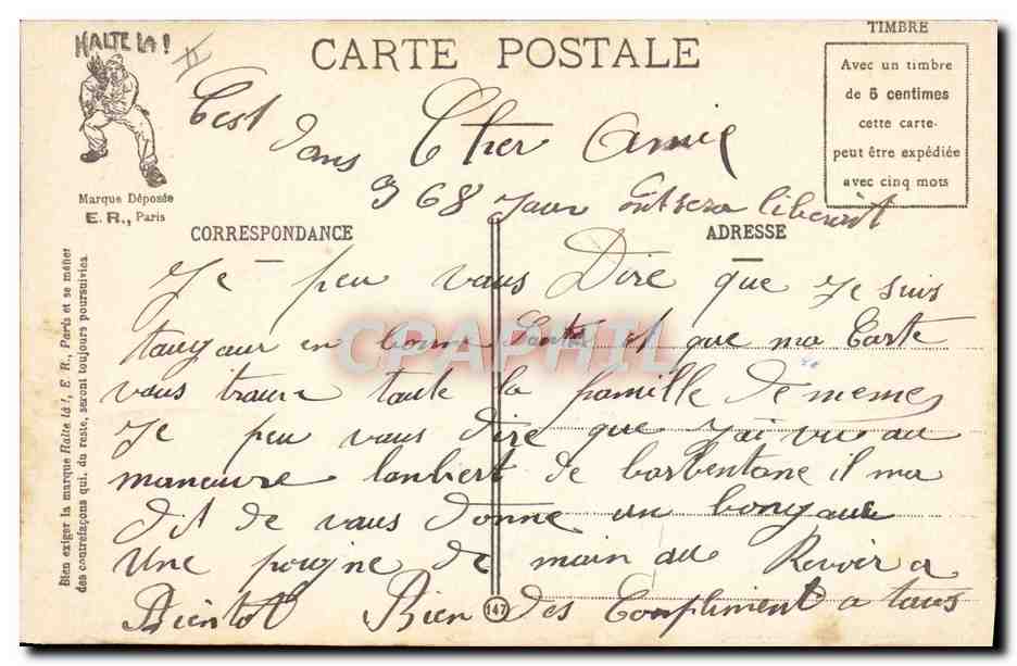 Soldats devant le mur des 365 jours — caricature humoristique — E.R. Paris (Modèle déposé) — Reverso