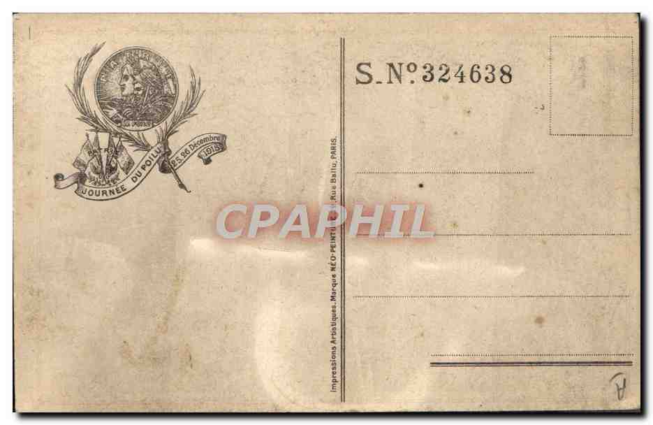 CPA Militaria Journee du Poilu 25 et 26 decembre  — Verso