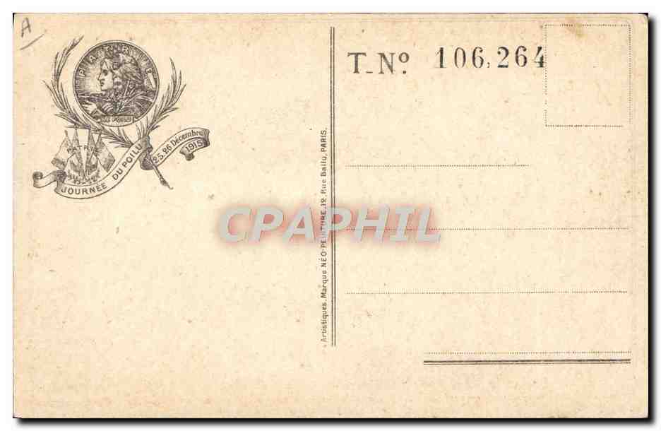 CPA Militaria Journee du Poilu 25 et 26 decembre  — Verso