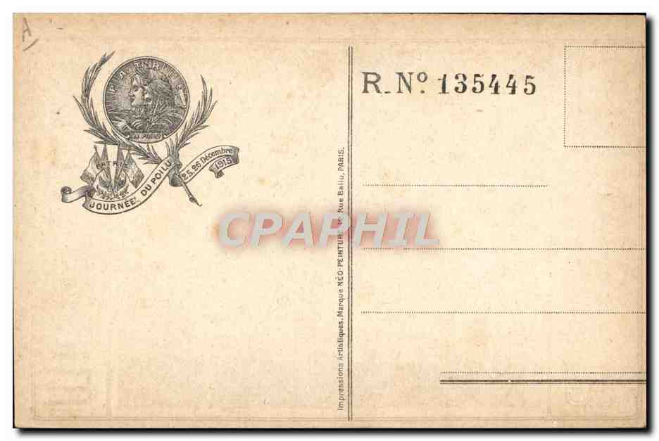 CPA Militaria Journee du Poilu 25 et 26 decembre Chien  — Rückseite