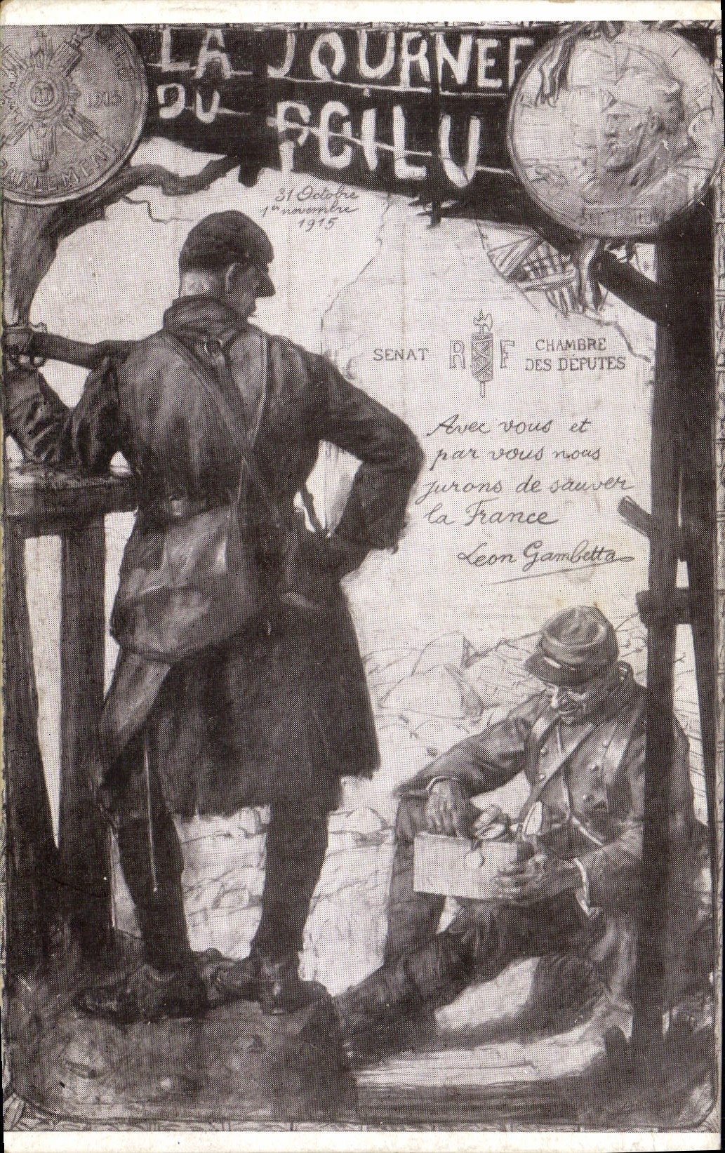 CPA Fantaisie Militaria La Journee du Poilu 