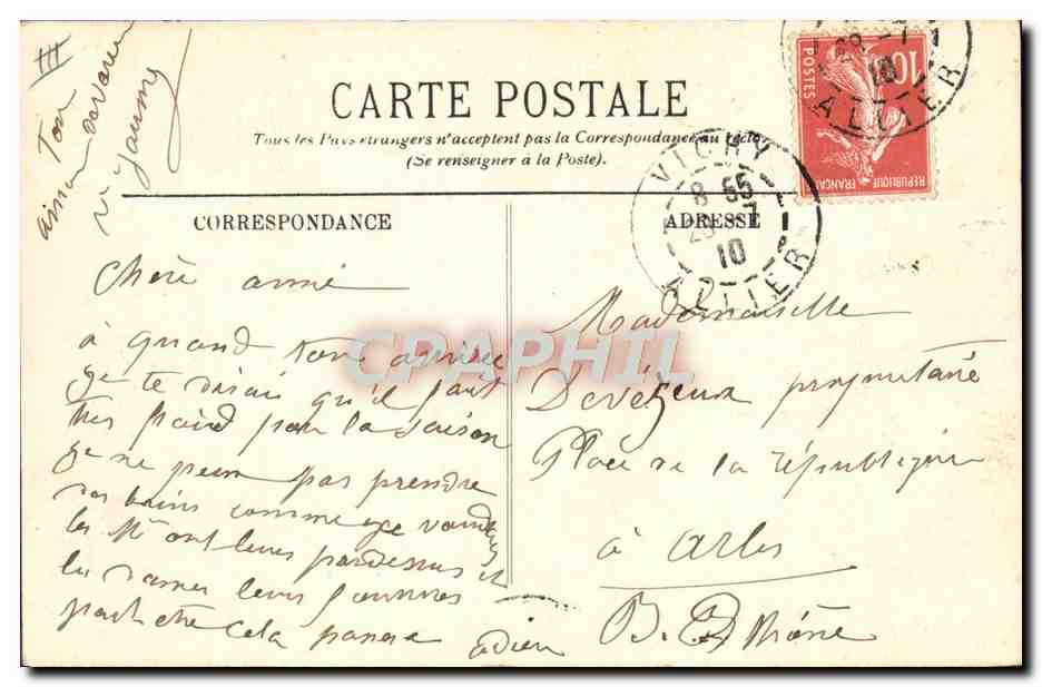 CPA Folklore Types d'Auvergne La bourree — Verso