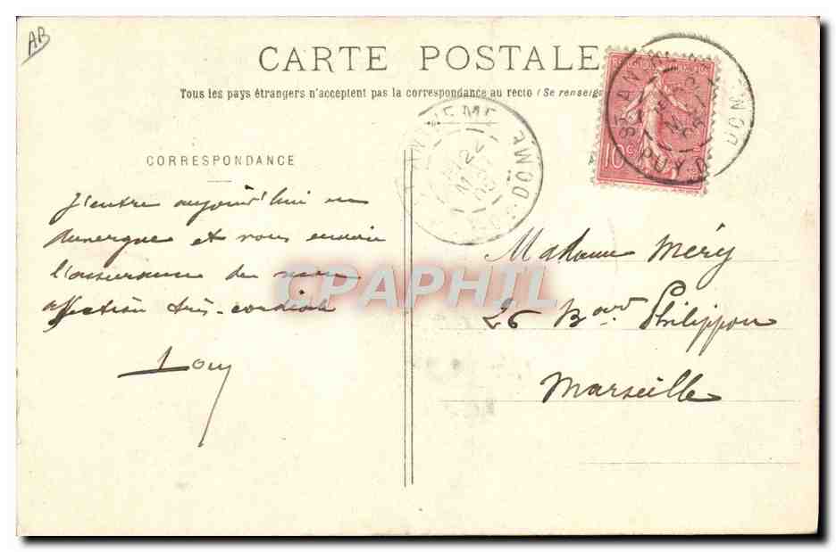 CPA Folklore Auvergne Paysannes — Verso