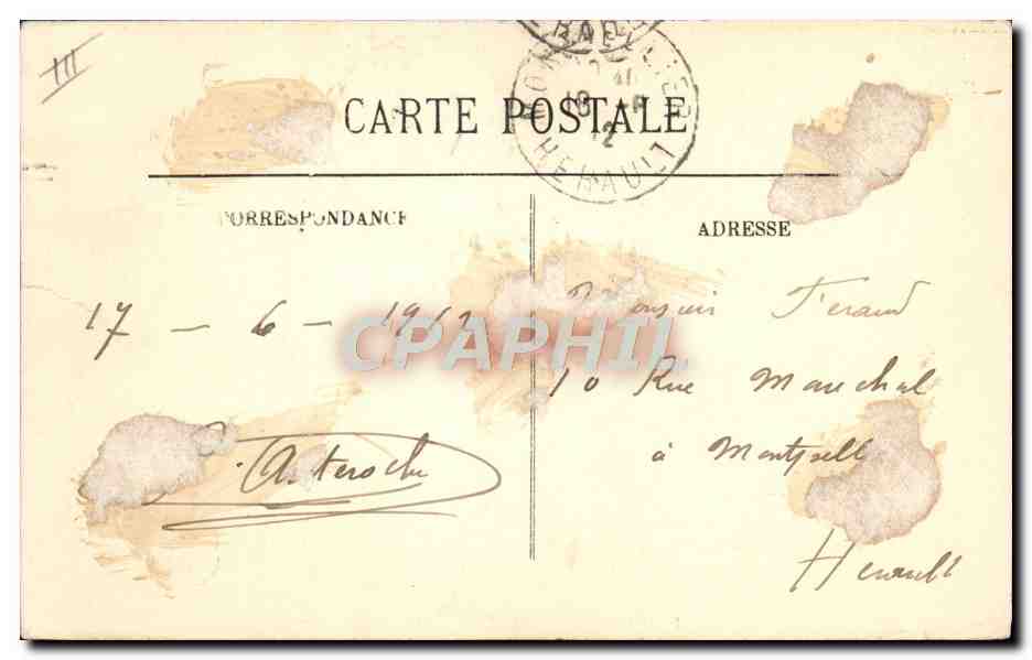 CPA Folklore Types d'Auvergne La bourree  — Verso