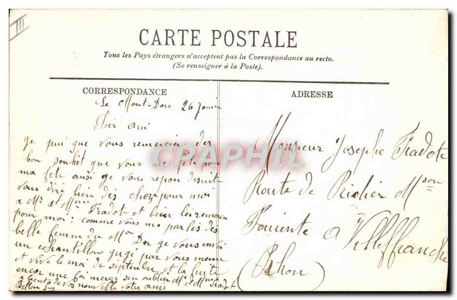 CPA Folklore Types d'Auvergne La bourree  — Verso