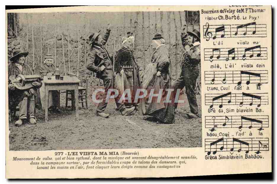 CPA Folklore Types d'Auvergne La bourree 