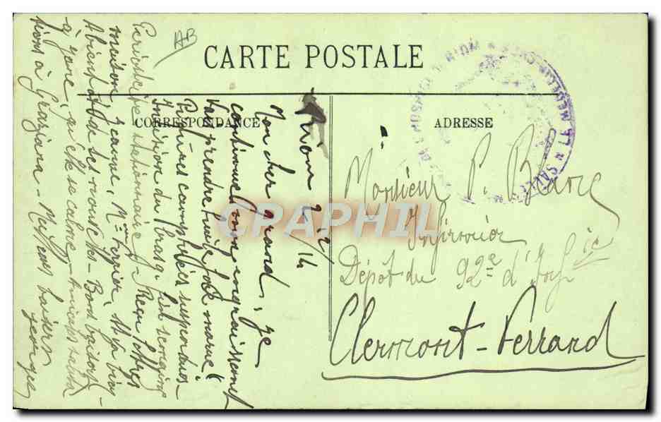 CPA Folklore Types d'Auvergne Vieille paysanne  — Verso
