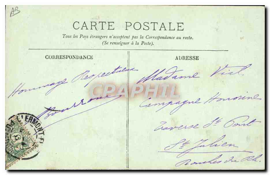 CPA Folklore Auvergne Vieille paysanne  — Verso