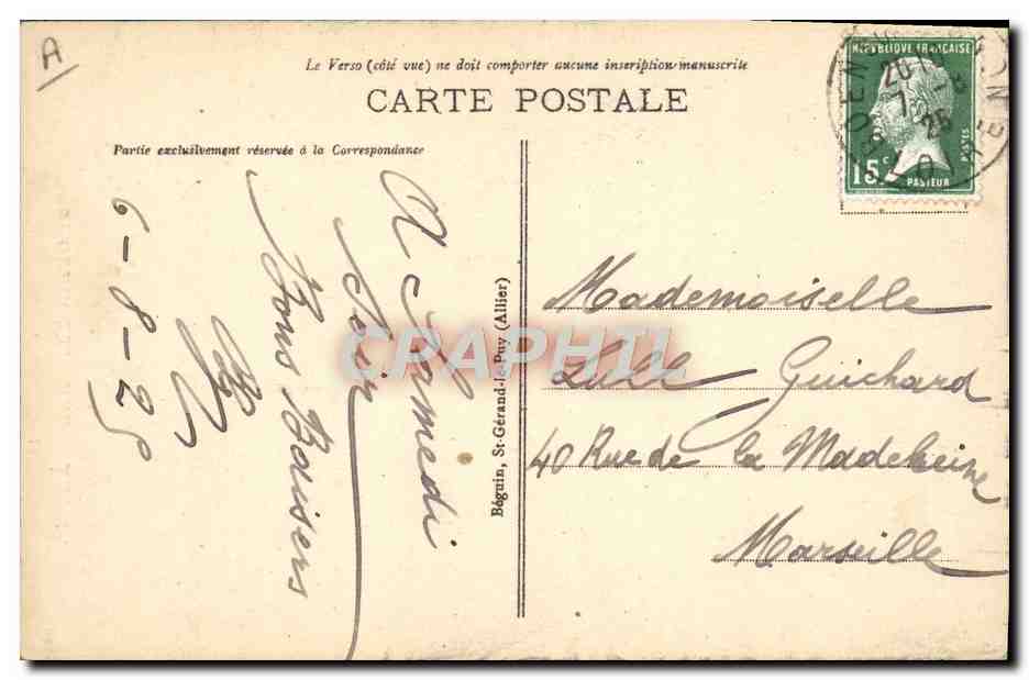 CPA Folklore L'Auvergne Fileuse au rouet  — Verso