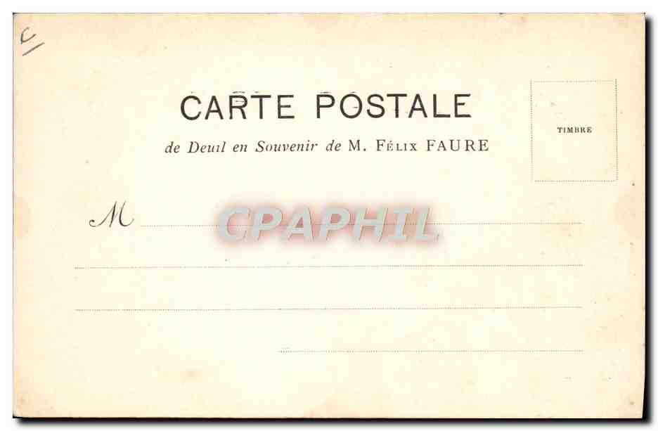 Félix Faure — Ex-Président de la République Française — Éditeur A. HEMBO (Exposition Internationale de Cartes Postales Illustrées, Nice) — Verso