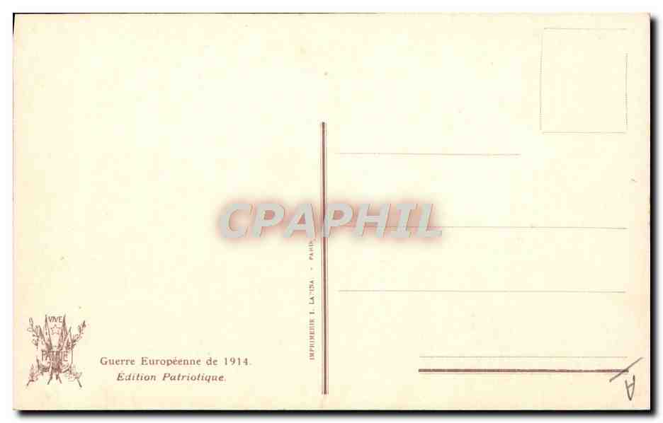 Raymond Poincaré, Président de la République Française — Édition patriotique de 1914 — Imprimerie L. Lausa, Paris — Verso