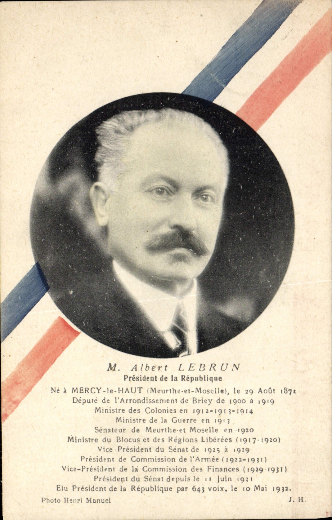 M. Albert Lebrun — Président de la République — Photo Henri Manuel