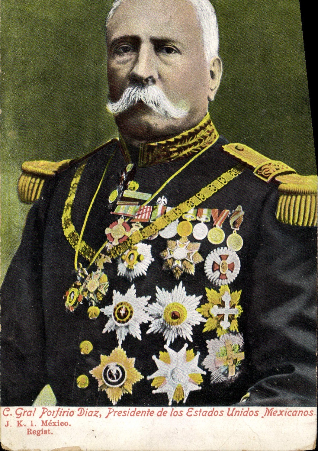 C. Gral. Porfirio Díaz, President of the Mexican States — J. K. 1. México. Regist.