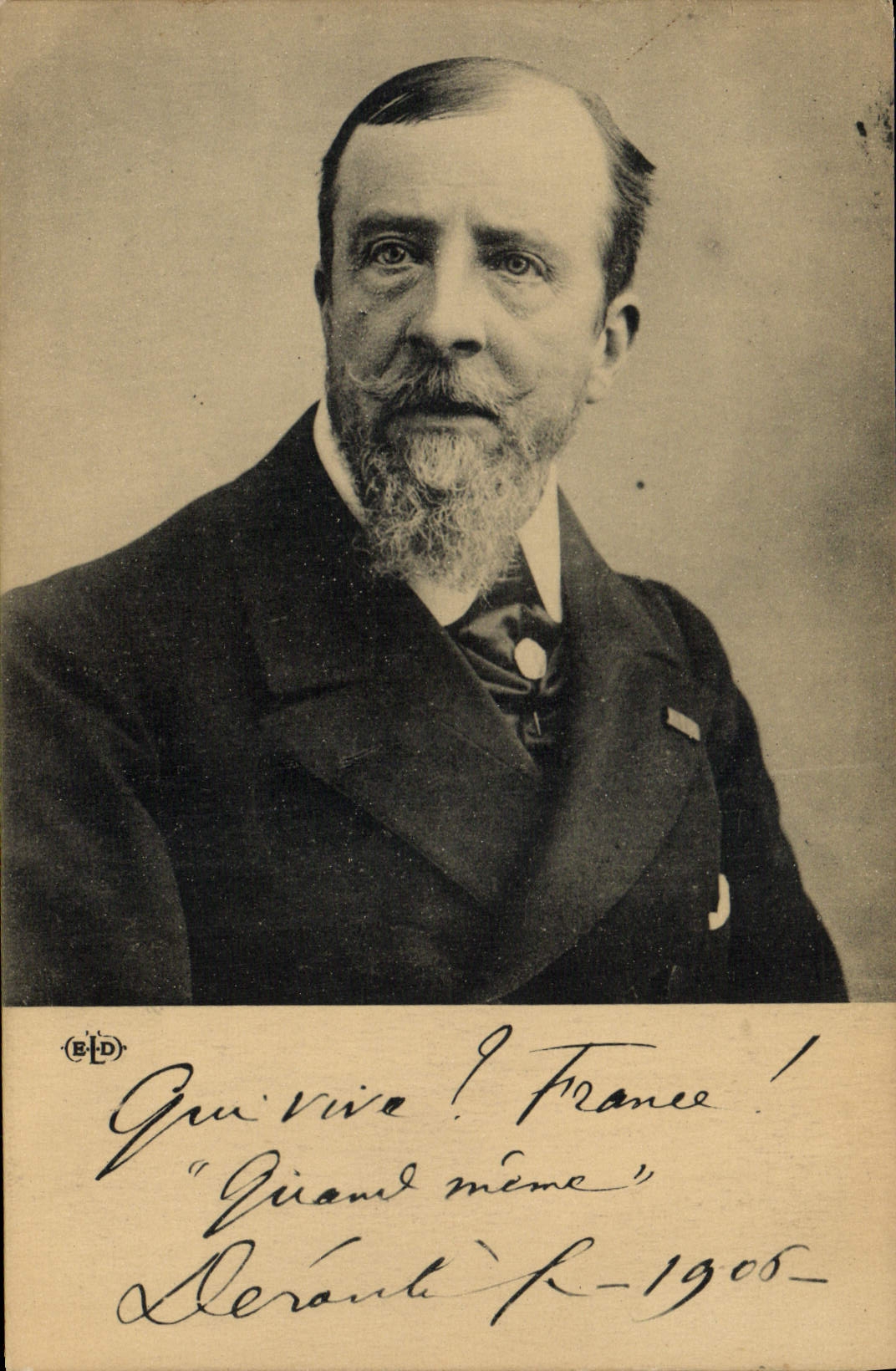 Portrait d'un homme barbu — 'Gloire vive ! France !' — éditeur BLD, n° de série non visible