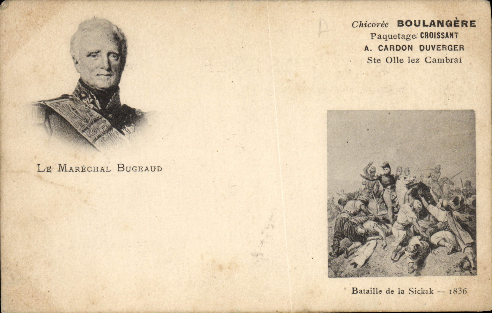 Le Maréchal Bugeaud — Bataille de la Sickak — 1836 — A. Cardon Duverger, Ste Olle lez Cambrai
