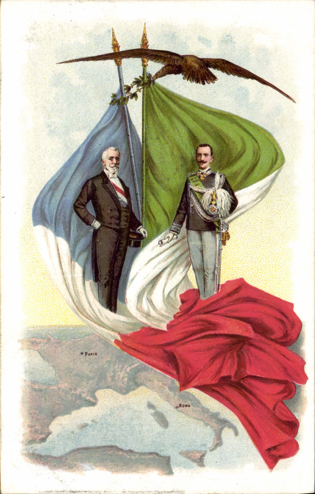 Deux hommes sous le drapeau tricolore — Paris et Rome — éditeur Paris