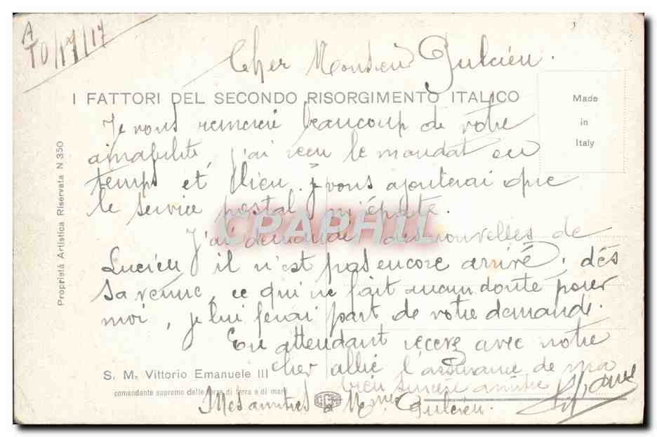 Portrait d'un homme à moustache — Prospettiva Artistica Riservata N°350 — Made in Italy — Verso