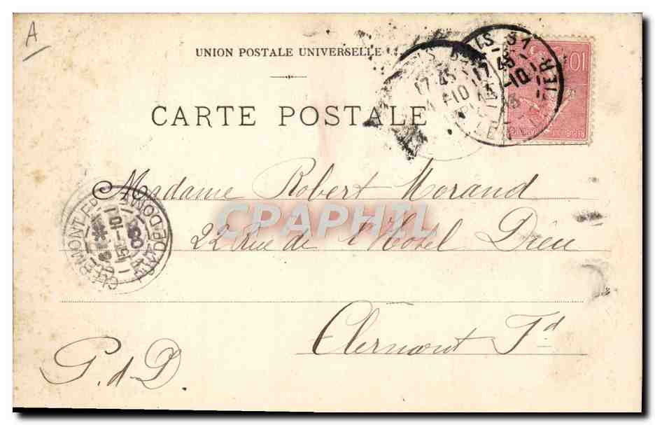 Portrait du couple royal français — 14 octobre 1903 — éditeur Franges Lalin — Verso