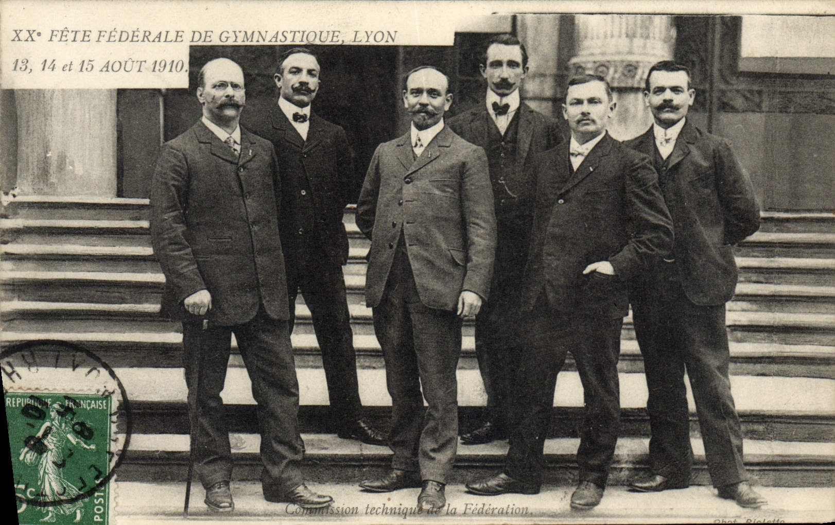 Fête fédérale de gymnastique, Lyon — 13, 14 et 15 août 1910 — Commission technique de la Fédération — Phot. Ricletto
