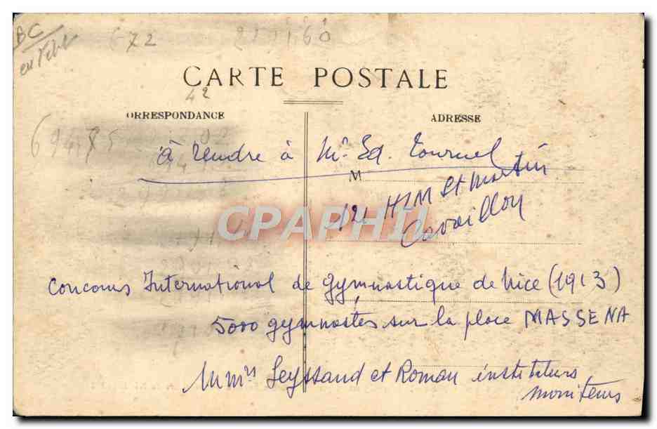 CPA Cavaillon Groupe scolaire Gymnique Concours de Nice 1913 — Reverso