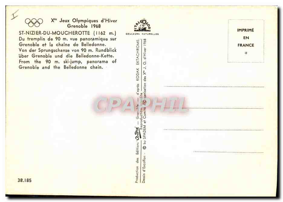 CPA Ski Grenoble 1968 Saint Nizier Du Moucherotte — Verso