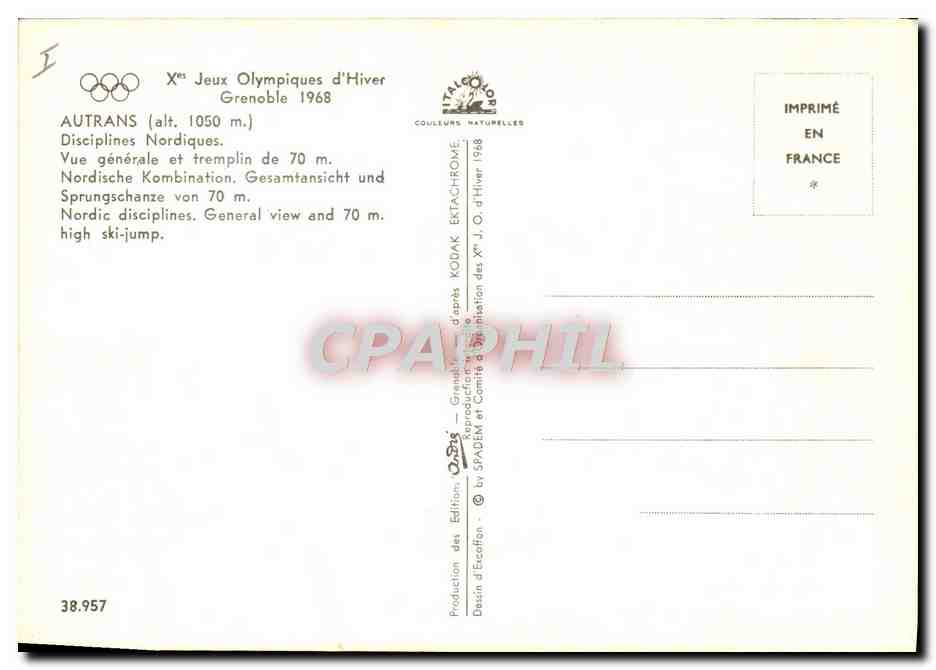 CPA Grenoble 1968 Autrans Ski de fond — Rückseite