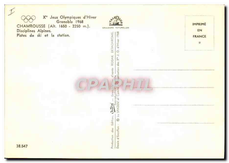 CPA Chamrousse Grenoble 1968 Ski — Rückseite