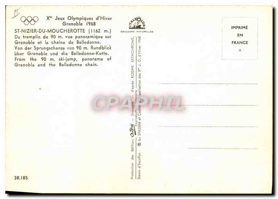 CPM St Nizier du Moucherotte Grenoble 1968 Tremplin  — Verso