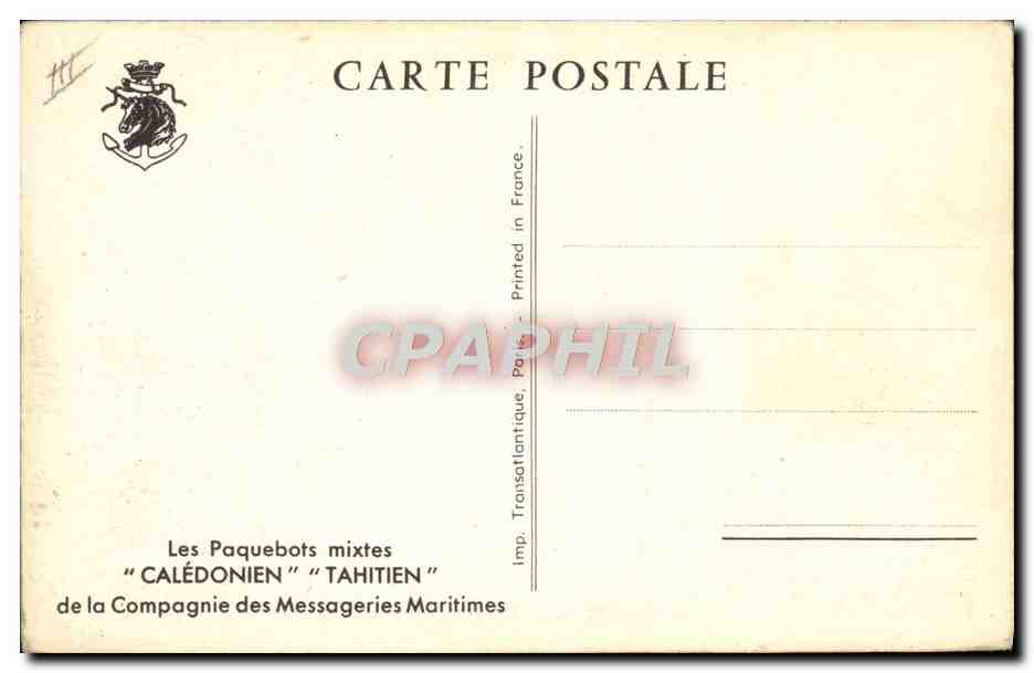Paquebot "Calédonien" — "Tahitien" — Compagnie des Messageries Maritimes — Reverso