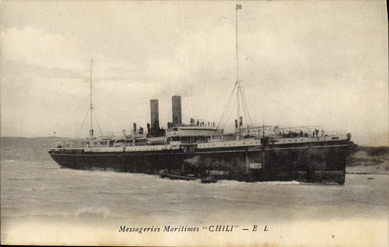 Navire Messageries Maritimes "CHILI" — Editor J. Faraud, Photo-éditeur, Déposé