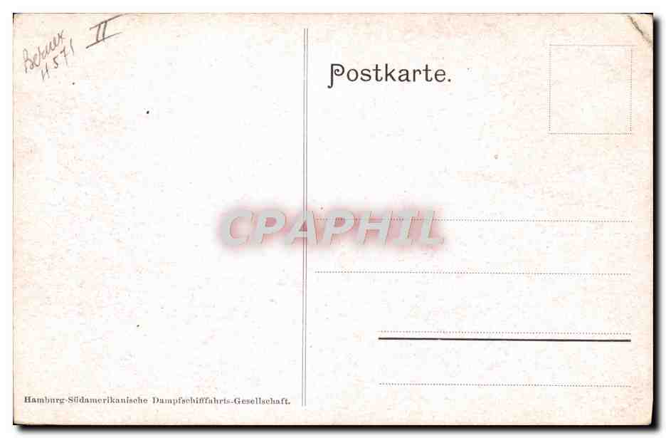 Le vapeur 'Cp. Aecoun' — Hamburg-Südamerikanische Dampfschiffahrts-Gesellschaft — n° H 571 II — Reverso