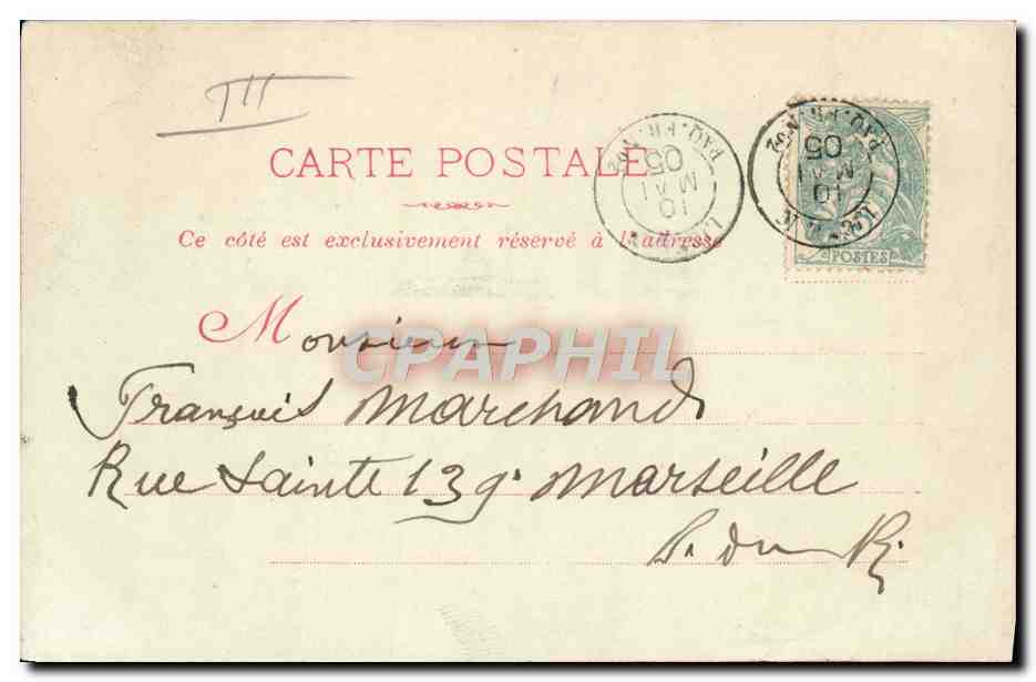 Caledonien — Port de Marseille — Messageries Maritimes — Verso