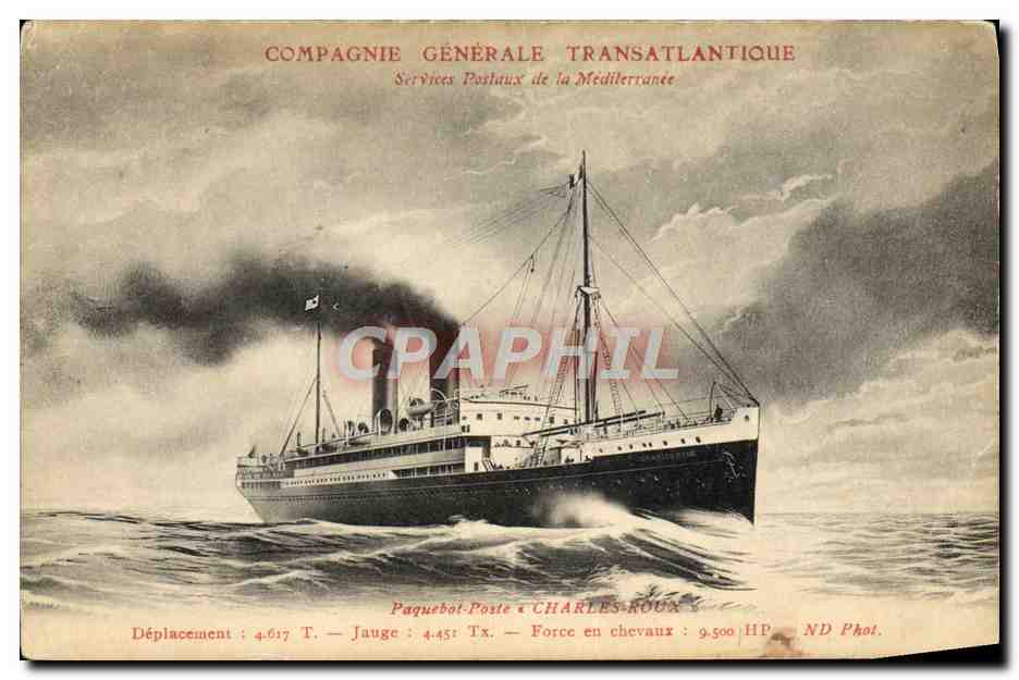 CPA Bateau Paquebot Poste Charles Roux Compagnie Generale Transatlantique