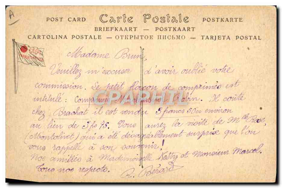 CPA Bateau Paquebot Poste Charles Roux Compagnie Generale Transatlantique — Reverso