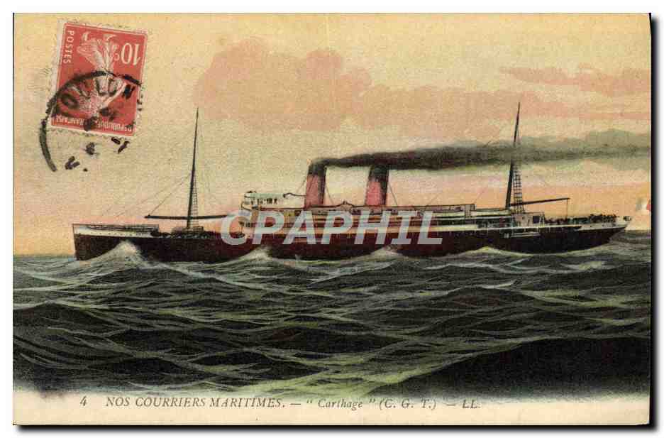 Nos Courriers Maritimes — "Carthage" (C.G.T.) — LL. — Éditeur LL, n°4