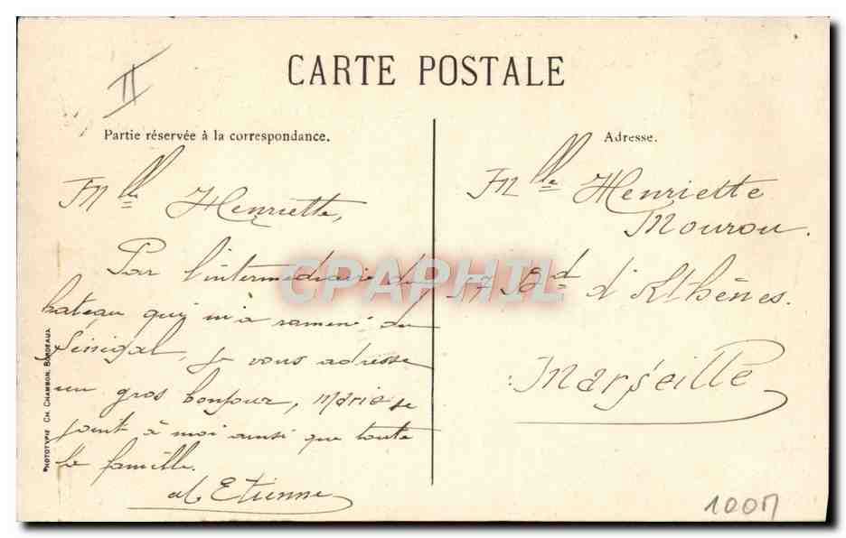 Chile — Messageries Maritimes — C. Courier der Westafrika und Amerika — Rückseite