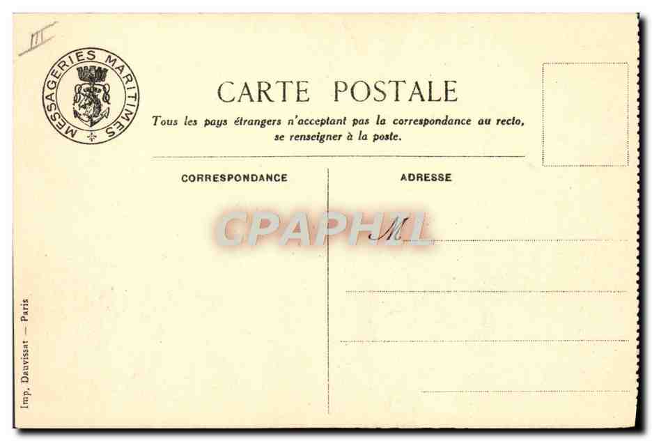 Le paquebot "Champollion" — Messageries Maritimes — éditeur Imp. Dauvissat, Paris — Verso