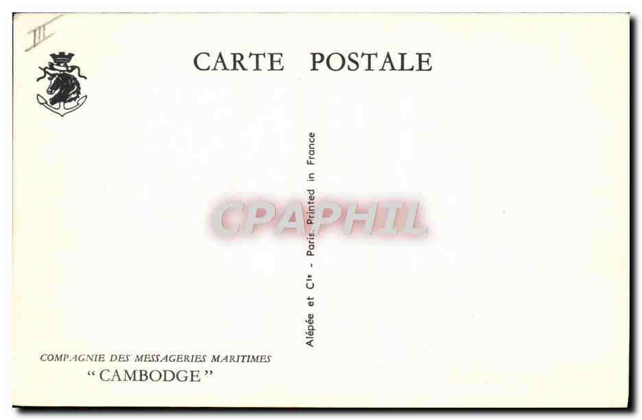 CPA Bateau Paquebot Cambodge Messageries Maritimes — Verso