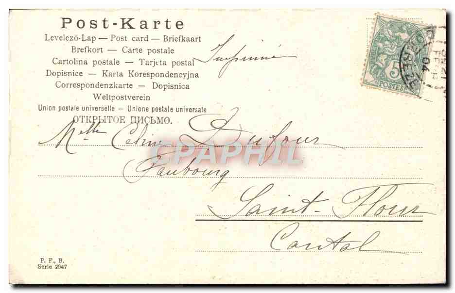 CPA Fantaisie Enfant Cigogne — Verso
