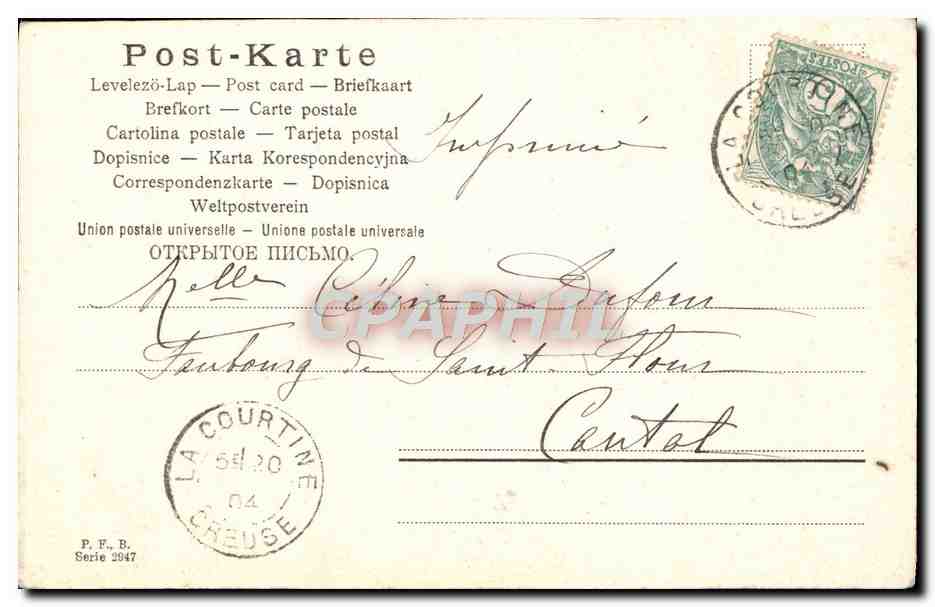 CPA Fantaisie Enfant Cigogne — Verso