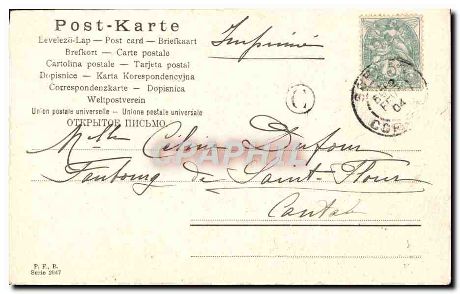 CPA Fantaisie Enfant Cigogne — Verso