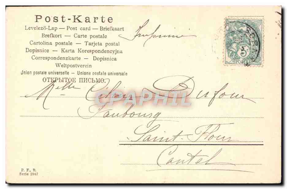 CPA Fantaisie Enfant Cigogne — Rückseite
