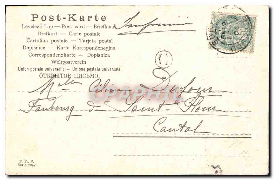 CPA Fantaisie Enfant Cigogne — Verso
