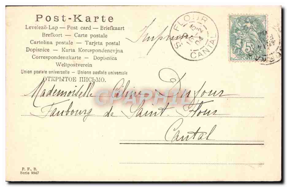 CPA Fantaisie Enfant Cigogne — Rückseite
