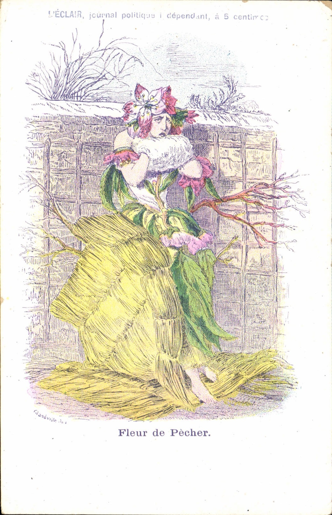 Fleur de Pêcher — caricature politique — L'Éclair, journal politique indépendant, n° 143, par Grandville