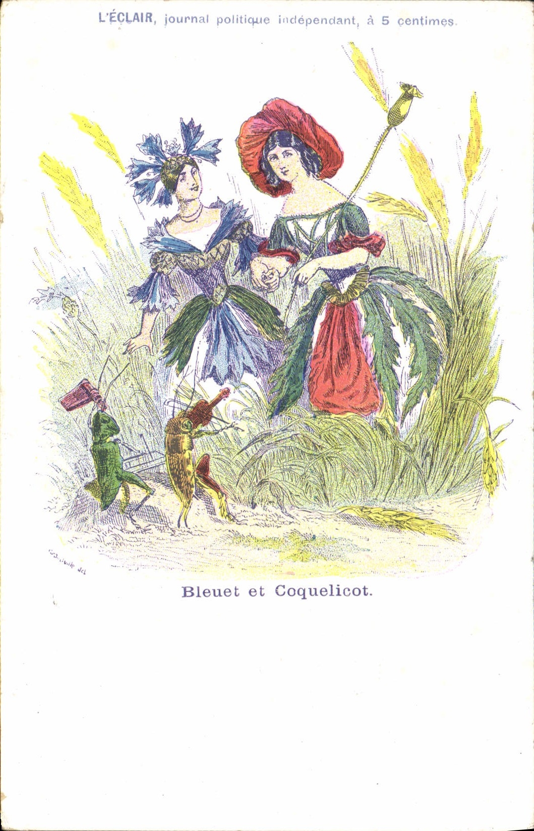 Bleuet et Coquelicot — caricature politique — L'ÉCLAIR, journal politique indépendant, à 5 centimes