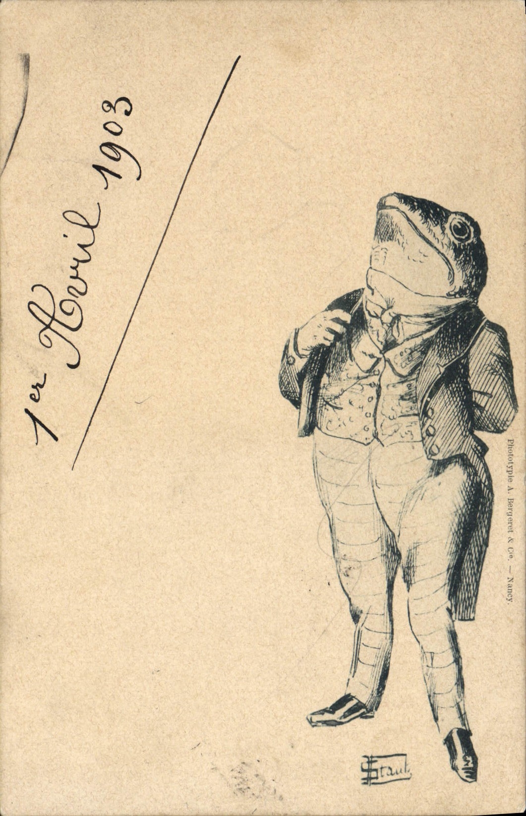 Frog en costume — 1er avril 1903 — Phototypie A. Berguier & Cie, Nancy - Anverso
