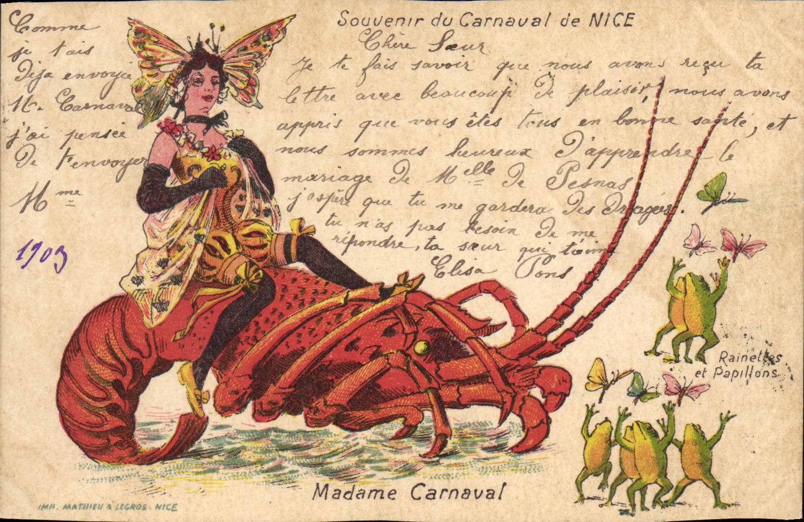 Madame Carnaval — Carnaval de Nice — IMP. MATHIEU & LEGROS, NICE