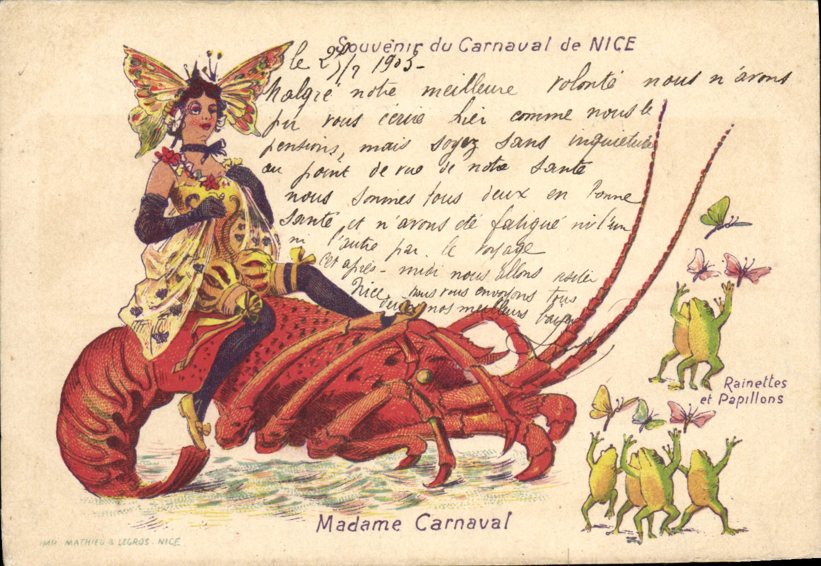 Madame Carnaval — Carnaval de Nice — Impr. Mathieu & Legros, Nice - Anverso