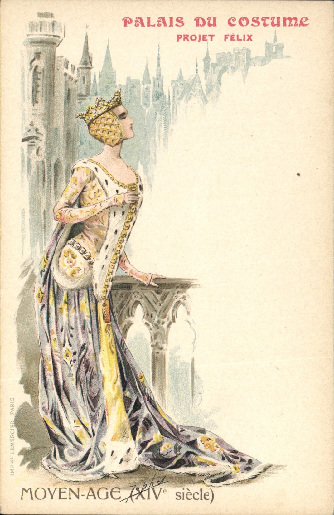 CPA Illustrateur Palais du Costume Projet Felix Moyen Age 